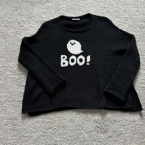 Wooden Ships Black Boo with Ghost Acrylic/wool sweater in S/M.